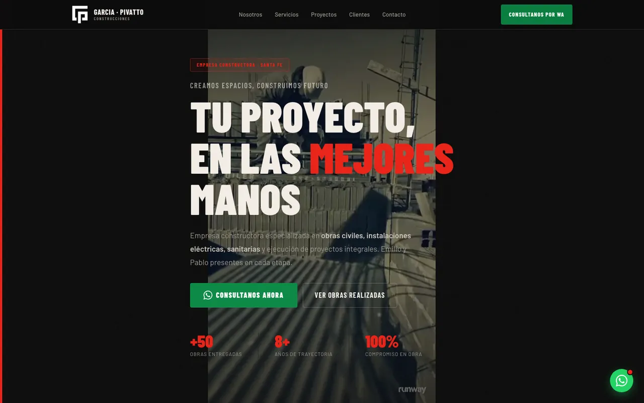 Página web de García Pinetto Constructores, diseñada por Equipo Gurú
