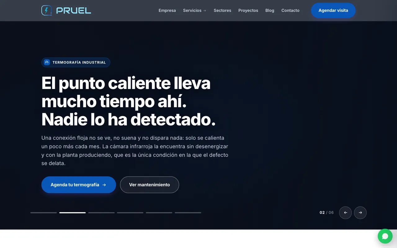 Página web de PRUEL, diseñada por Equipo Gurú